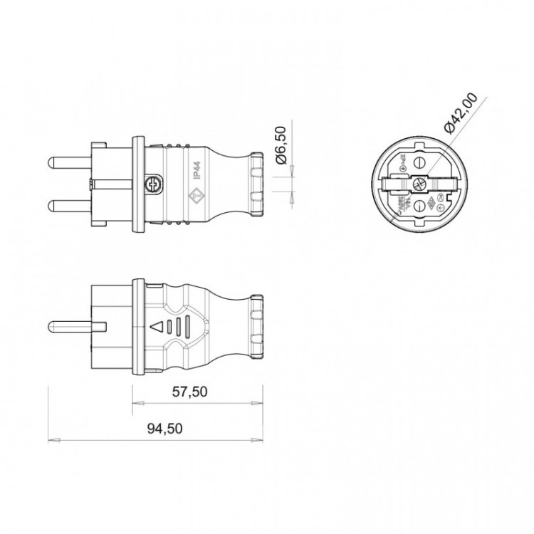 Bemis Düz Fiş Monofaze Kauçuk IP44 BK1 1402-2011